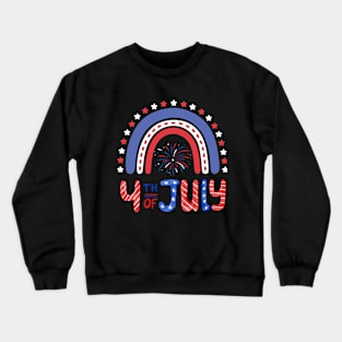 4th of July, Patriotic Rainbow, Stars and Fireworks Crewneck Sweatshirt